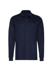 Trigema Poloshirt Langarm mit Armbündchen Dunkelblau/Blau/Lila