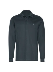 Trigema Poloshirt Langarm mit Armbündchen Blau/Dunkelblau/Hellblau