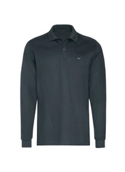 Trigema Poloshirt Langarm mit Armbündchen Blau/Dunkelblau/Hellblau