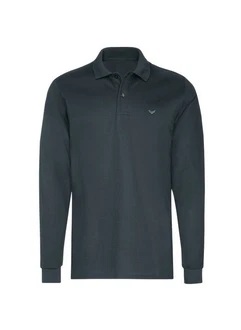 Trigema Poloshirt Langarm mit Armbündchen Blau/Dunkelblau/Hellblau