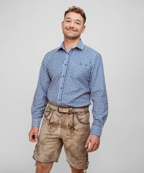 HOFGLANZ Trachtenlederhose Shorts Hellblau/Blau