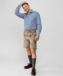 HOFGLANZ Trachtenlederhose Shorts Hellblau/Blau