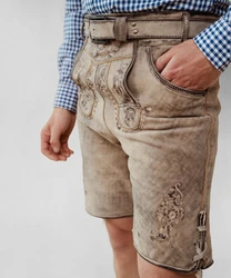 HOFGLANZ Trachtenlederhose Shorts Hellblau/Blau