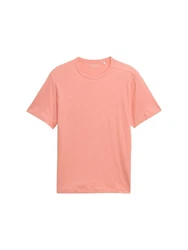 TOM TAILOR T-Shirt mit Logo Stickerei Rot/Rosa/Braun