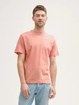 TOM TAILOR T-Shirt mit Logo Stickerei Rot/Rosa/Braun