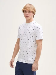 TOM TAILOR Denim T-Shirt Alloverprint Weiß/Hellblau/Schwarz/Creme