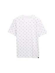 TOM TAILOR Denim T-Shirt Alloverprint Weiß/Hellblau/Schwarz/Creme