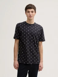 TOM TAILOR Denim T-Shirt Alloverprint Schwarz/Rot