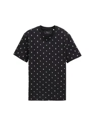 TOM TAILOR Denim T-Shirt Alloverprint Schwarz/Rot