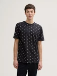 TOM TAILOR Denim T-Shirt Alloverprint Schwarz/Rot