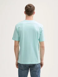TOM TAILOR T-Shirt Henley Grün/Türkis/Hellblau