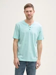 TOM TAILOR T-Shirt Henley Grün/Türkis/Hellblau