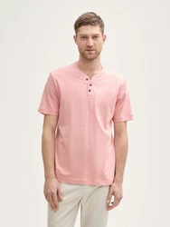 TOM TAILOR T-Shirt Henley Rosa/Rot