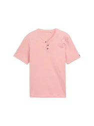 TOM TAILOR T-Shirt Henley Rosa/Rot