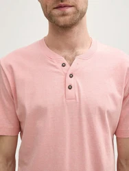 TOM TAILOR T-Shirt Henley Rosa/Rot
