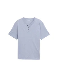 TOM TAILOR T-Shirt Henley Hellblau/Grau/Blau