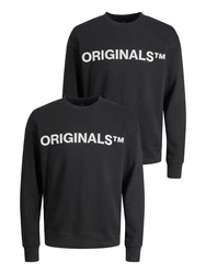 Jack & Jones Sweatshirt 2er-SET Rundhals Pullover mit ORIGINALS Print (6695) Schwarz (6695)