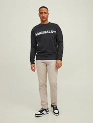 Jack & Jones Sweatshirt 2er-SET Rundhals Pullover mit ORIGINALS Print (6695) Schwarz (6695)