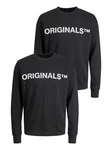 Jack & Jones Sweatshirt 2er-SET Rundhals Pullover mit ORIGINALS Print (6695) Schwarz (6695)