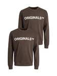 Jack & Jones Sweatshirt 2er-SET Rundhals Pullover mit ORIGINALS Print (6695) Braun (6695)