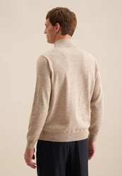 seidensticker Strickpullover Langarm Stehkragen Uni Khaki/Beige/Braun