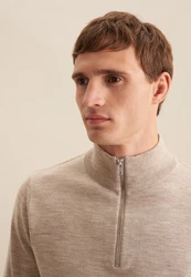 seidensticker Strickpullover Langarm Stehkragen Uni Khaki/Beige/Braun