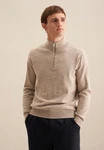 seidensticker Strickpullover Langarm Stehkragen Uni Khaki/Beige/Braun