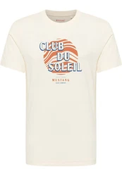 MUSTANG Kurzarmshirt Style Austin Weiß/Orange/Creme/Rot
