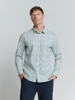 NO EXCESS Langarmhemd Regular Fit Grün/Hellblau/Blau/Hellgrün