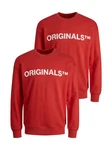 Jack & Jones Sweatshirt 2er-SET Rundhals Pullover mit ORIGINALS Print (6695) Rot (6695)