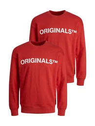 Sweatshirt 2er-SET Sweater Rundhals Pullover mit ORIGINALS Print (2-tlg) 6695 in Rot