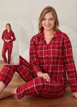 fashionshowcase Pyjama Damen Schlafanzug  Rot/Dunkelrot/Braun
