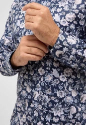 Eterna Langarmhemd Blau/Hellblau/Lila