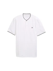 TOM TAILOR Denim Poloshirt mit Bomberkragen Weiß/Creme