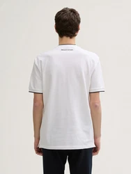 TOM TAILOR Denim Poloshirt mit Bomberkragen Weiß/Creme