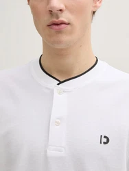 TOM TAILOR Denim Poloshirt mit Bomberkragen Weiß/Creme