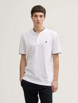 TOM TAILOR Denim Poloshirt mit Bomberkragen Weiß/Creme