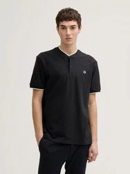 TOM TAILOR Denim Poloshirt mit Bomberkragen Schwarz