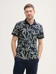 TOM TAILOR Poloshirt Piqu mit Palmen-Print Hellblau/Blau/Rot/Grün
