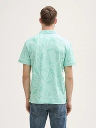 TOM TAILOR Poloshirt Piqu mit Palmen-Print Grün/Türkis/Hellgrün