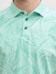 TOM TAILOR Poloshirt Piqu mit Palmen-Print Grün/Türkis/Hellgrün
