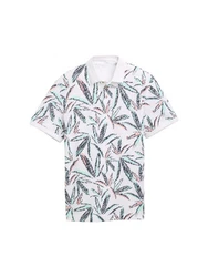 TOM TAILOR Poloshirt Piqu mit Palmen-Print Weiß/Grün/Hellblau/Schwarz/Rosa/Mischfarben/Rot