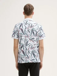 TOM TAILOR Poloshirt Piqu mit Palmen-Print Weiß/Grün/Hellblau/Schwarz/Rosa/Mischfarben/Rot