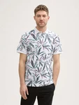 TOM TAILOR Poloshirt Piqu mit Palmen-Print Weiß/Grün/Hellblau/Schwarz/Rosa/Mischfarben/Rot