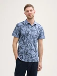 TOM TAILOR Poloshirt Piqu mit Palmen-Print Blau/Hellblau