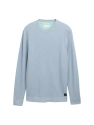 TOM TAILOR Rundhalspullover (1-tlg) Hellblau/Grau/Blau