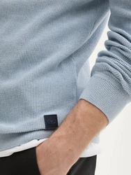 TOM TAILOR Rundhalspullover (1-tlg) Hellblau/Grau/Blau