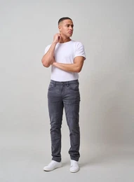 Slim-fit-Jeans Slim Fit Jeans Basic Denim Hose Stoned Washed TWISTER FIT 4515 in Dunkelgrau