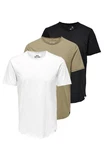 ONLY & SONS T-Shirt 3er Pack ONSBENNE Khaki/Dunkelgrün/Weiß/Dunkelblau/Beige