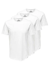ONLY & SONS T-Shirt 3er Pack ONSBENNE Weiß/Creme/Grau